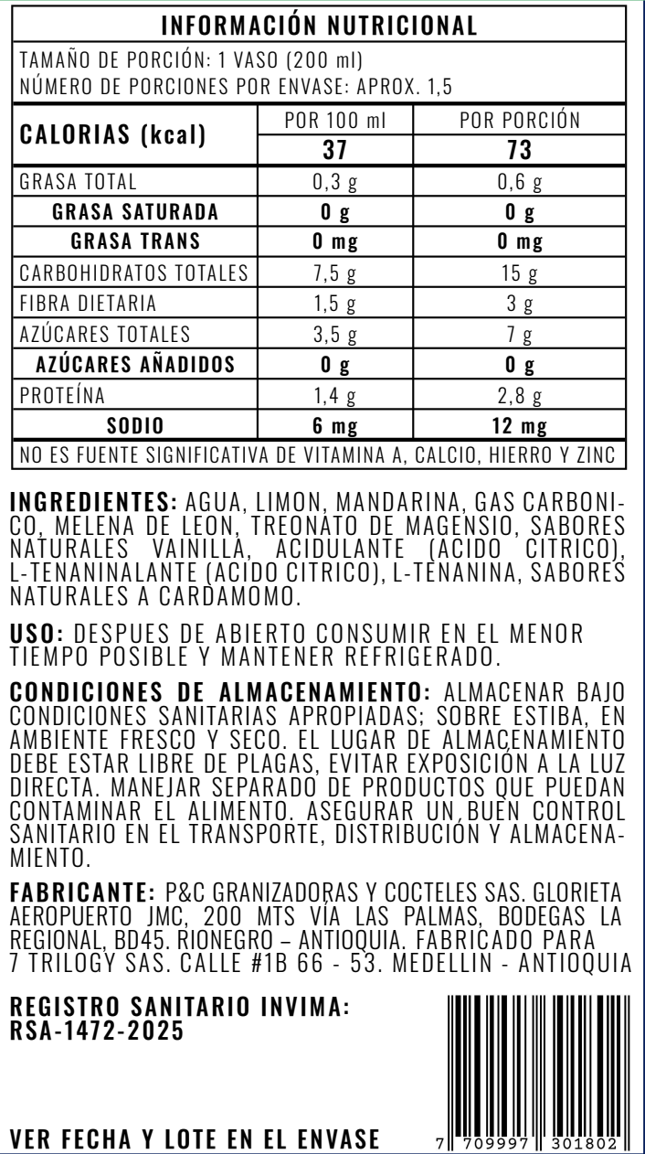 Tabla nutricional TRECE Azul